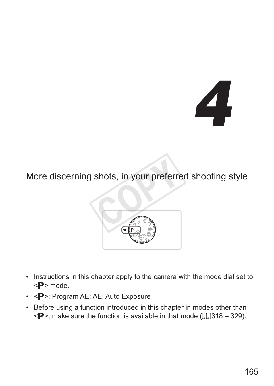 P mode, Cop y | Canon PowerShot S110 User Manual | Page 165 / 346