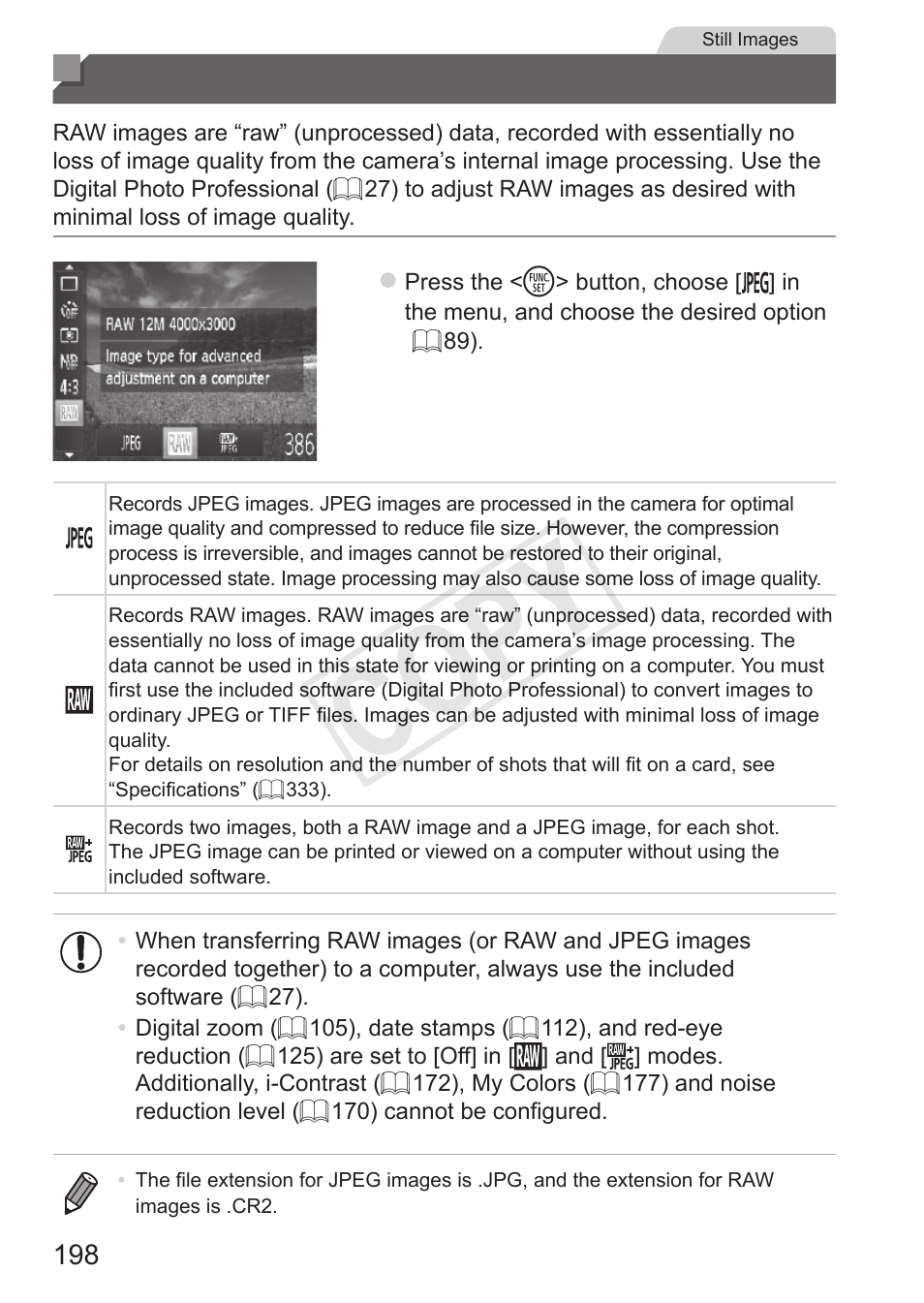 Shooting raw images, Cop y | Canon PowerShot S110 User Manual | Page 198 / 346