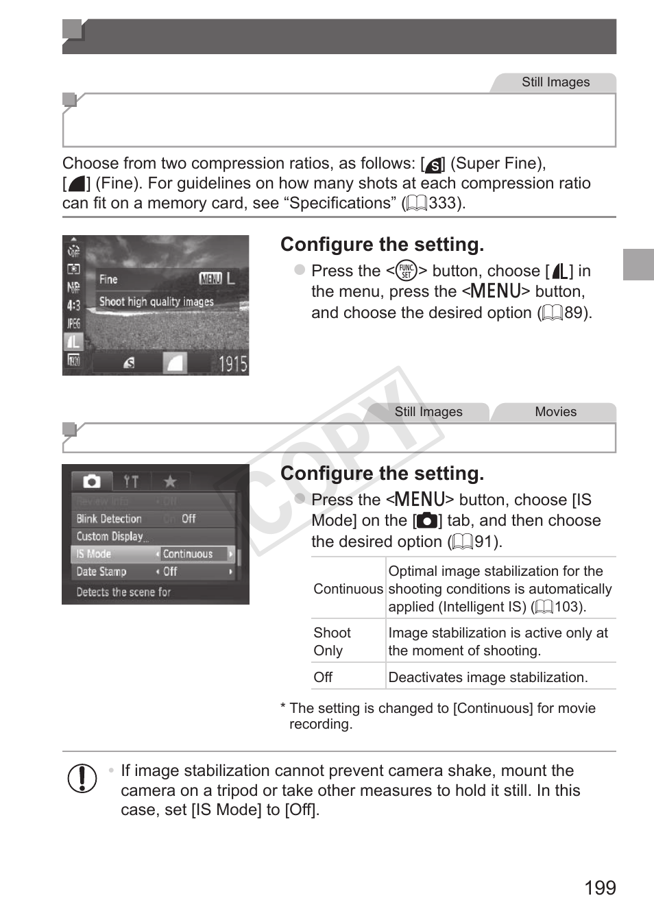 Other settings, Cop y | Canon PowerShot S110 User Manual | Page 199 / 346