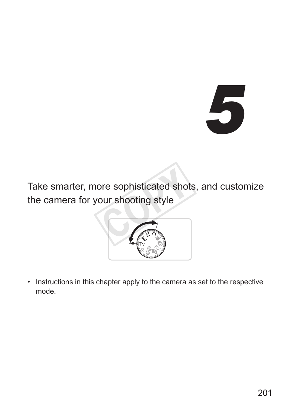 Tv, av, m, and c mode, Cop y | Canon PowerShot S110 User Manual | Page 201 / 346