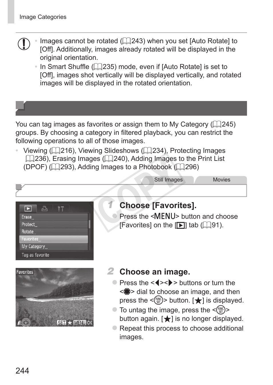 Image categories, Cop y | Canon PowerShot S110 User Manual | Page 244 / 346