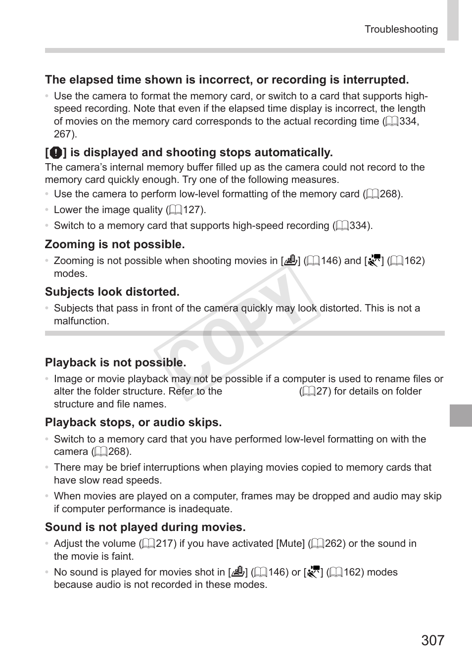 Cop y, Shooting movies, Playback | Canon PowerShot S110 User Manual | Page 307 / 346