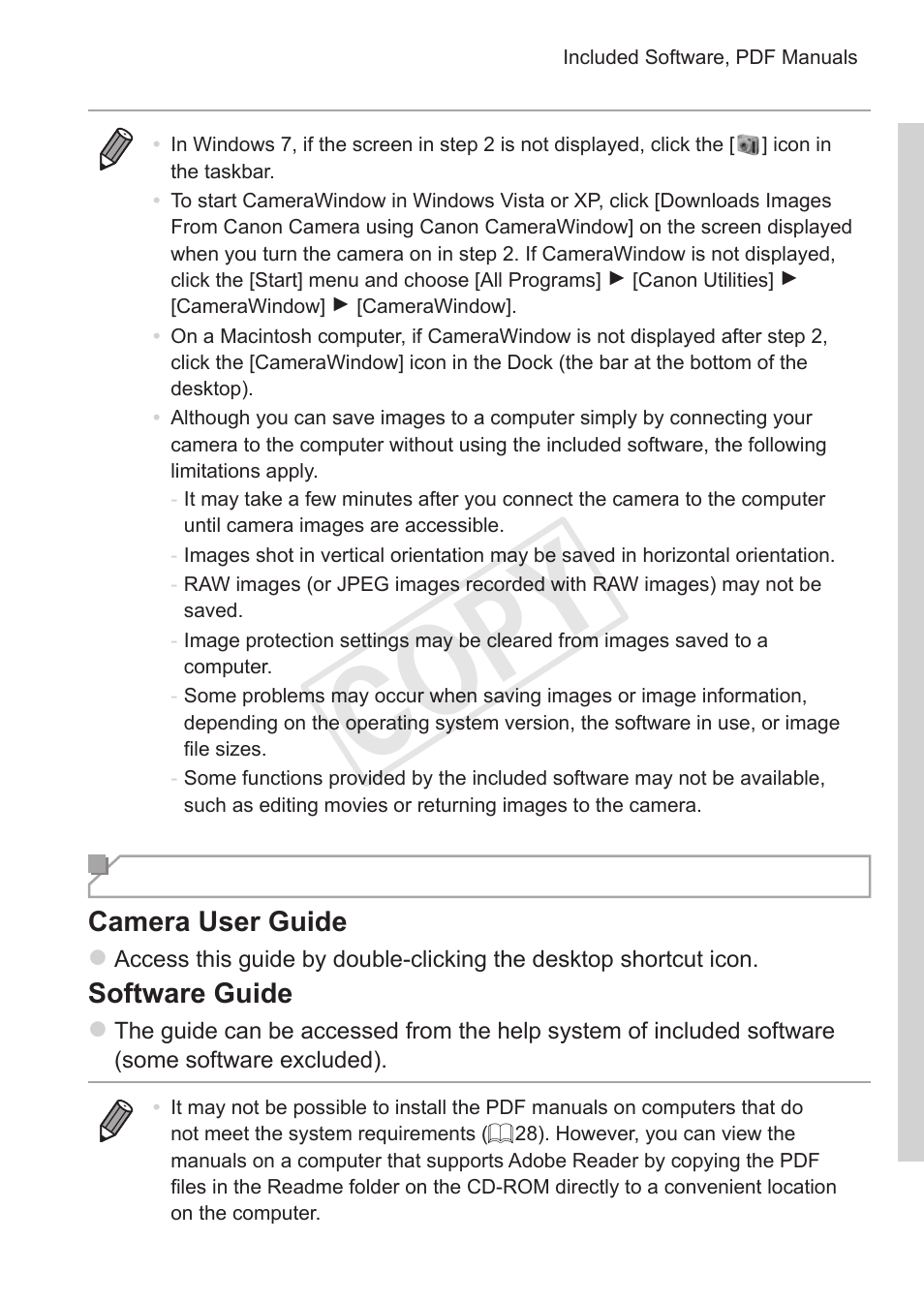 Cop y, Using the pdf manuals, Camera user guide | Software guide | Canon PowerShot S110 User Manual | Page 33 / 346