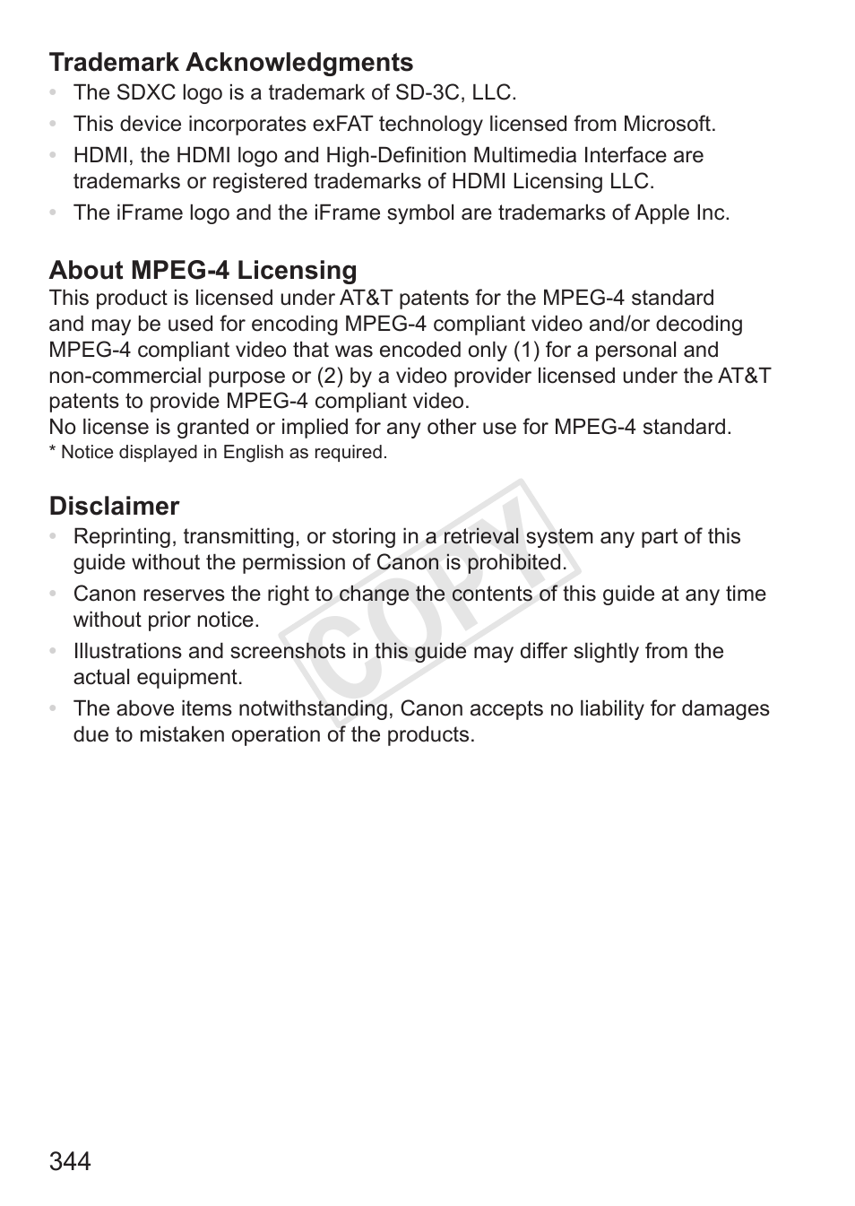 Cop y | Canon PowerShot S110 User Manual | Page 344 / 346