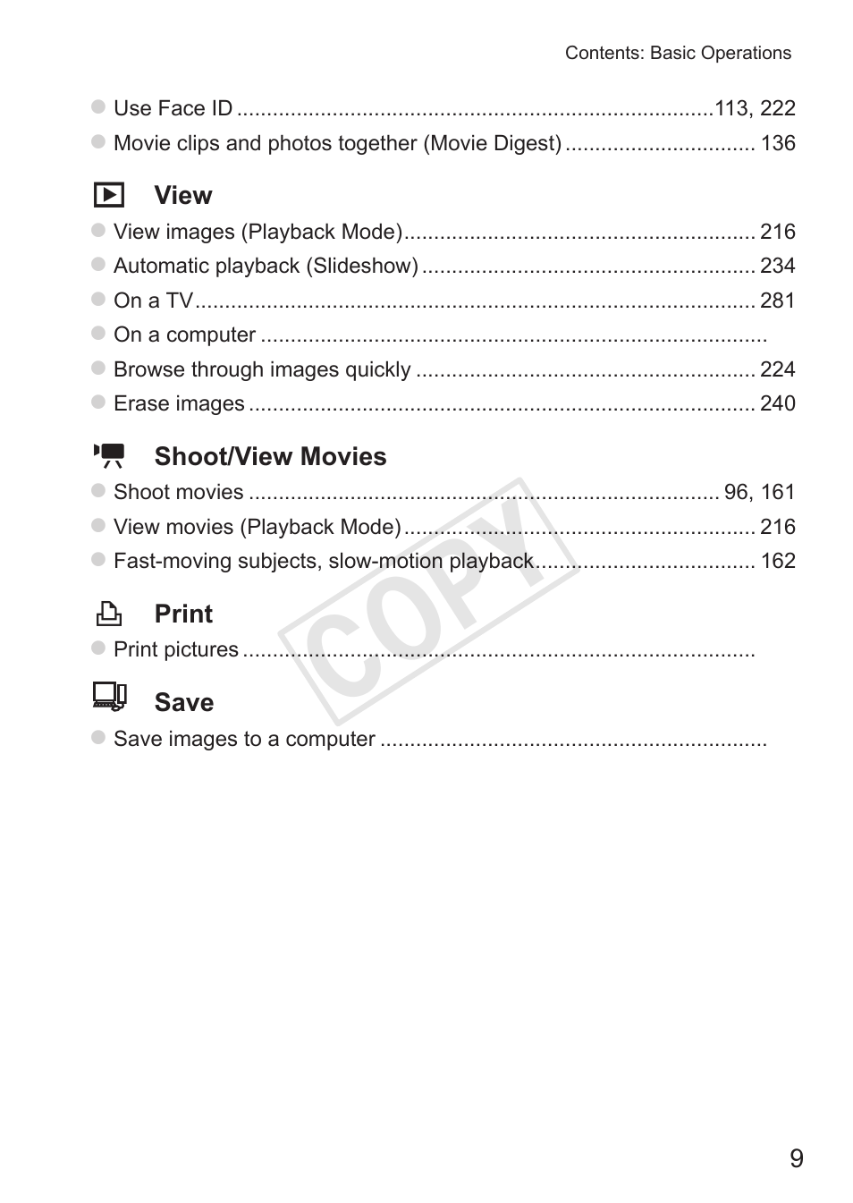 Cop y | Canon PowerShot S110 User Manual | Page 9 / 346