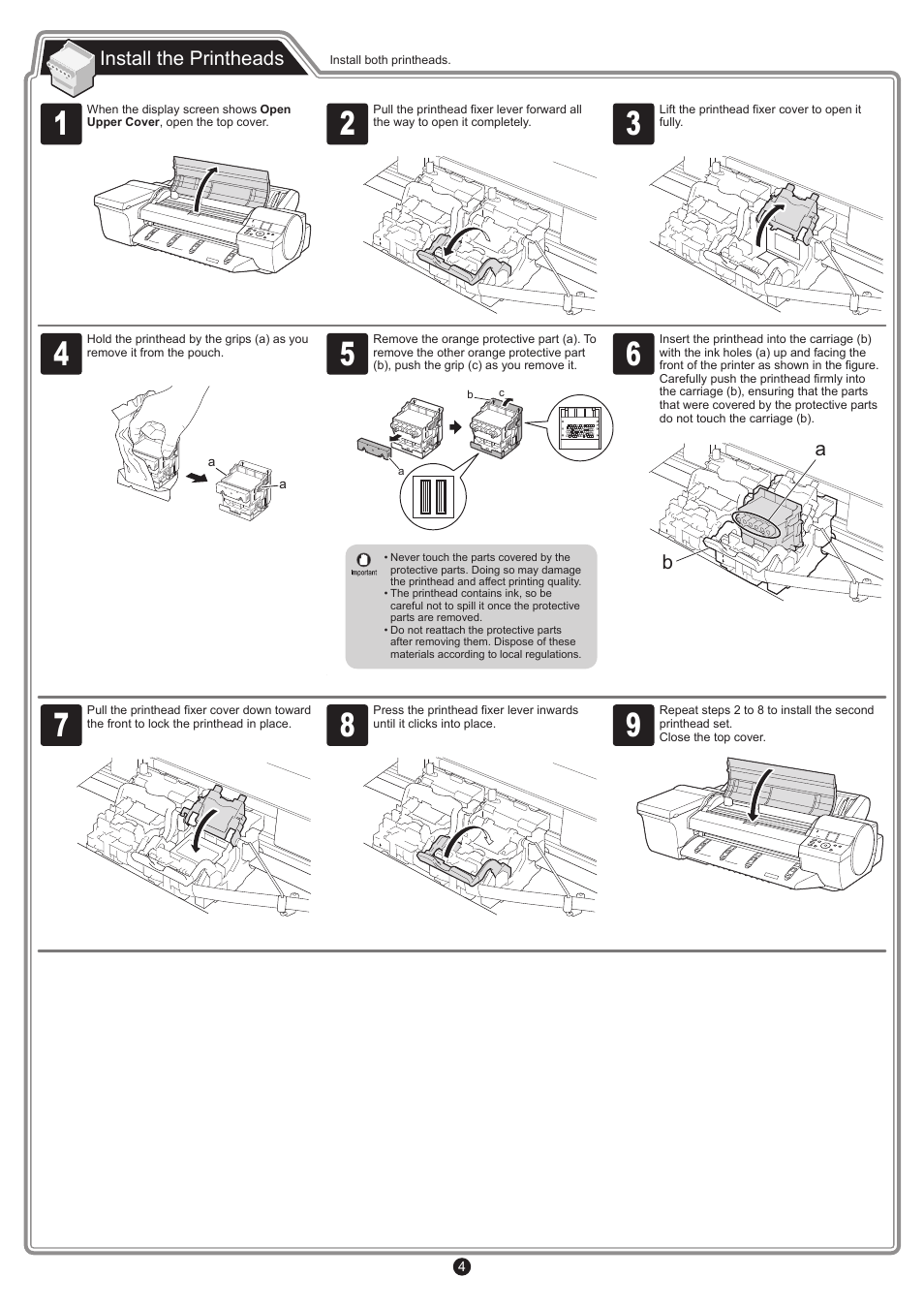 Install the printheads | Canon imagePROGRAF iPF6400S User Manual | Page 4 / 12