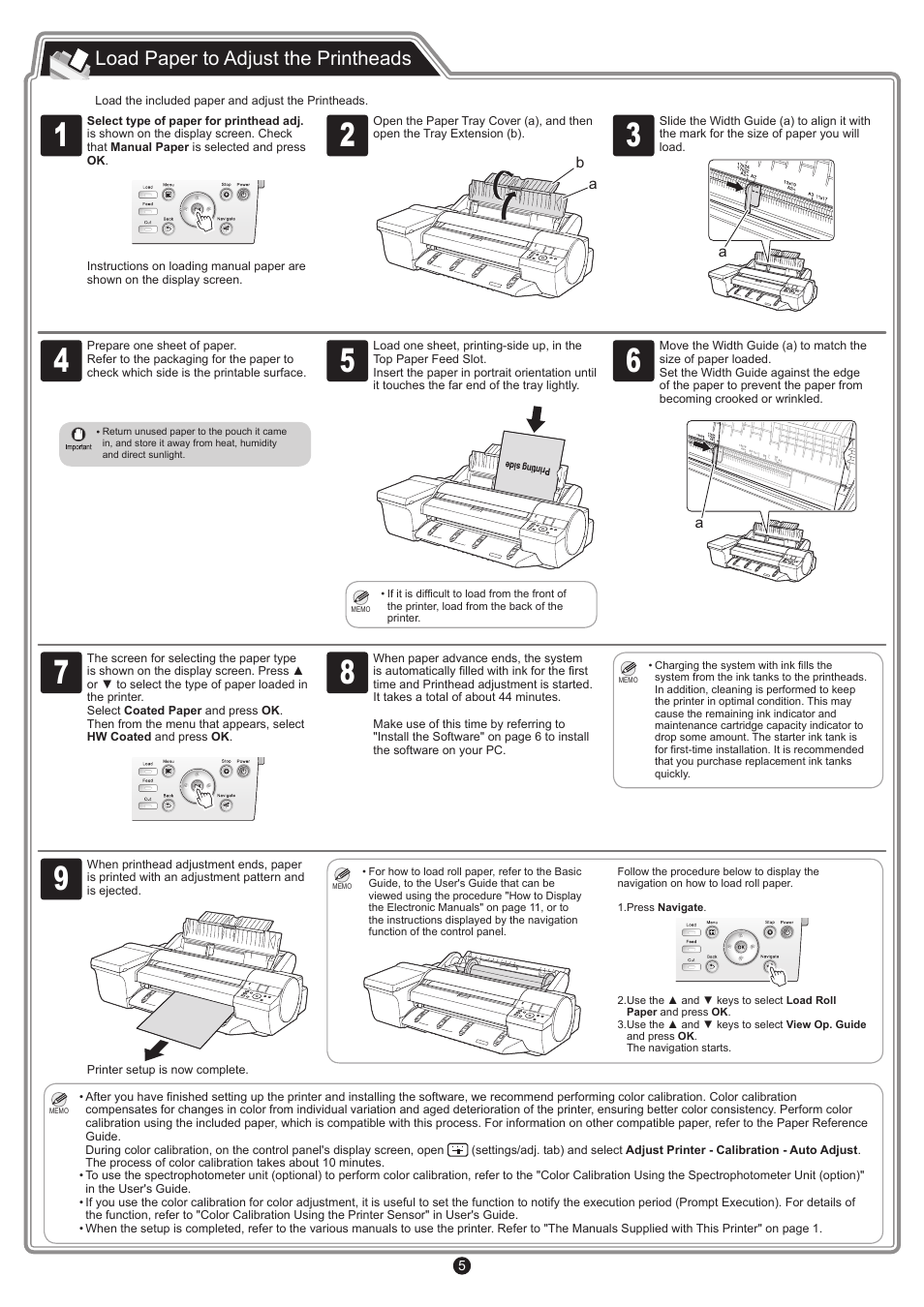 Load paper to adjust the printheads | Canon imagePROGRAF iPF6400S User Manual | Page 5 / 12