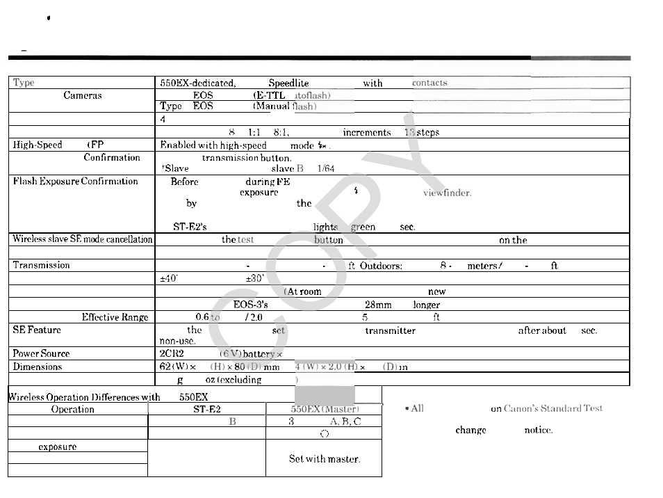 Copy, Specifications | Canon Speedlite Transmitter ST-E2 User Manual | Page 17 / 19