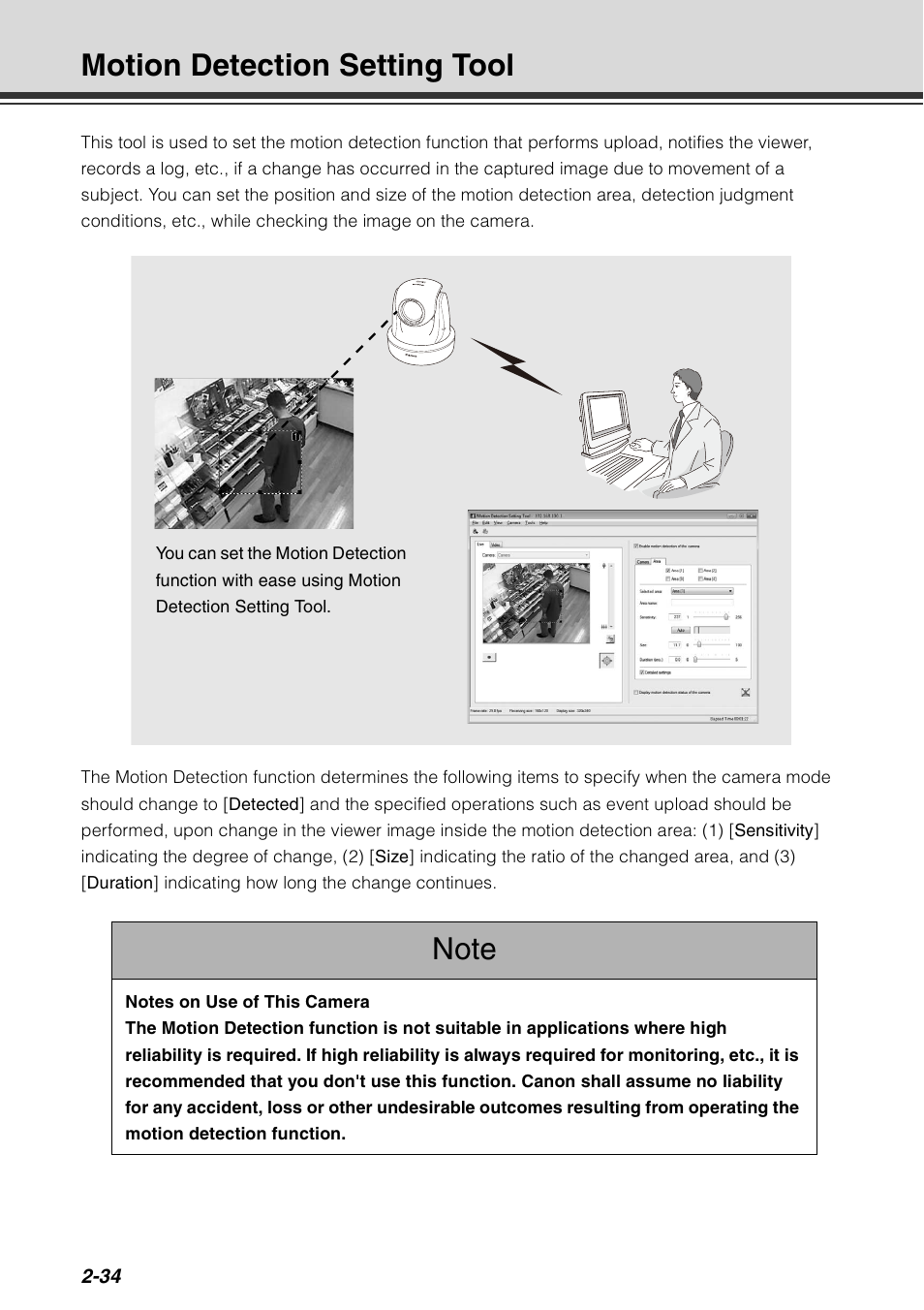 Motion detection setting tool, Motion detection setting tool -34 | Canon VB-C60 User Manual | Page 100 / 198