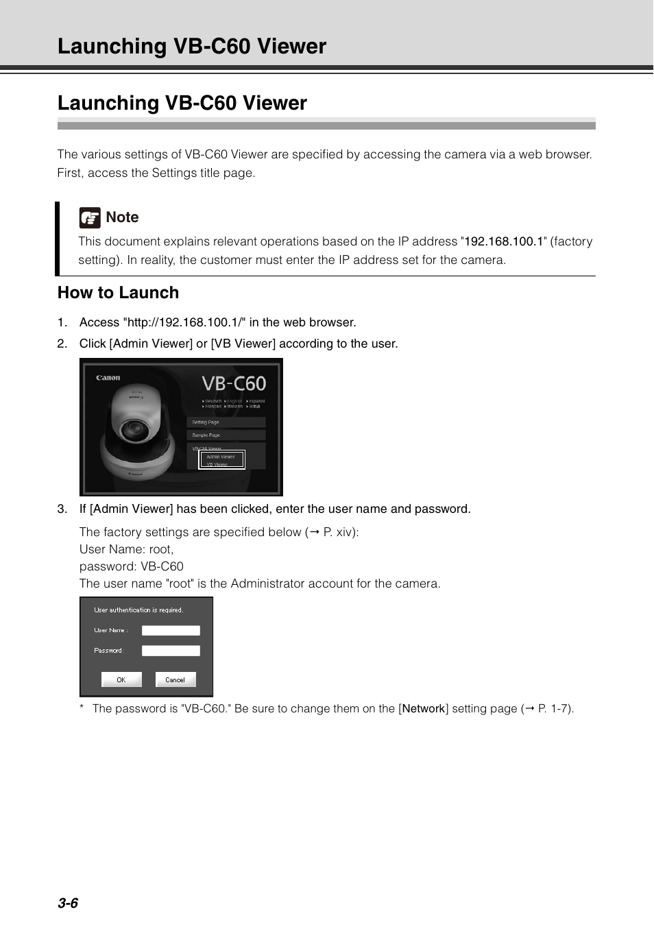 Launching vb-c60 viewer, Launching vb-c60 viewer -6, How to launch | Canon VB-C60 User Manual | Page 122 / 198