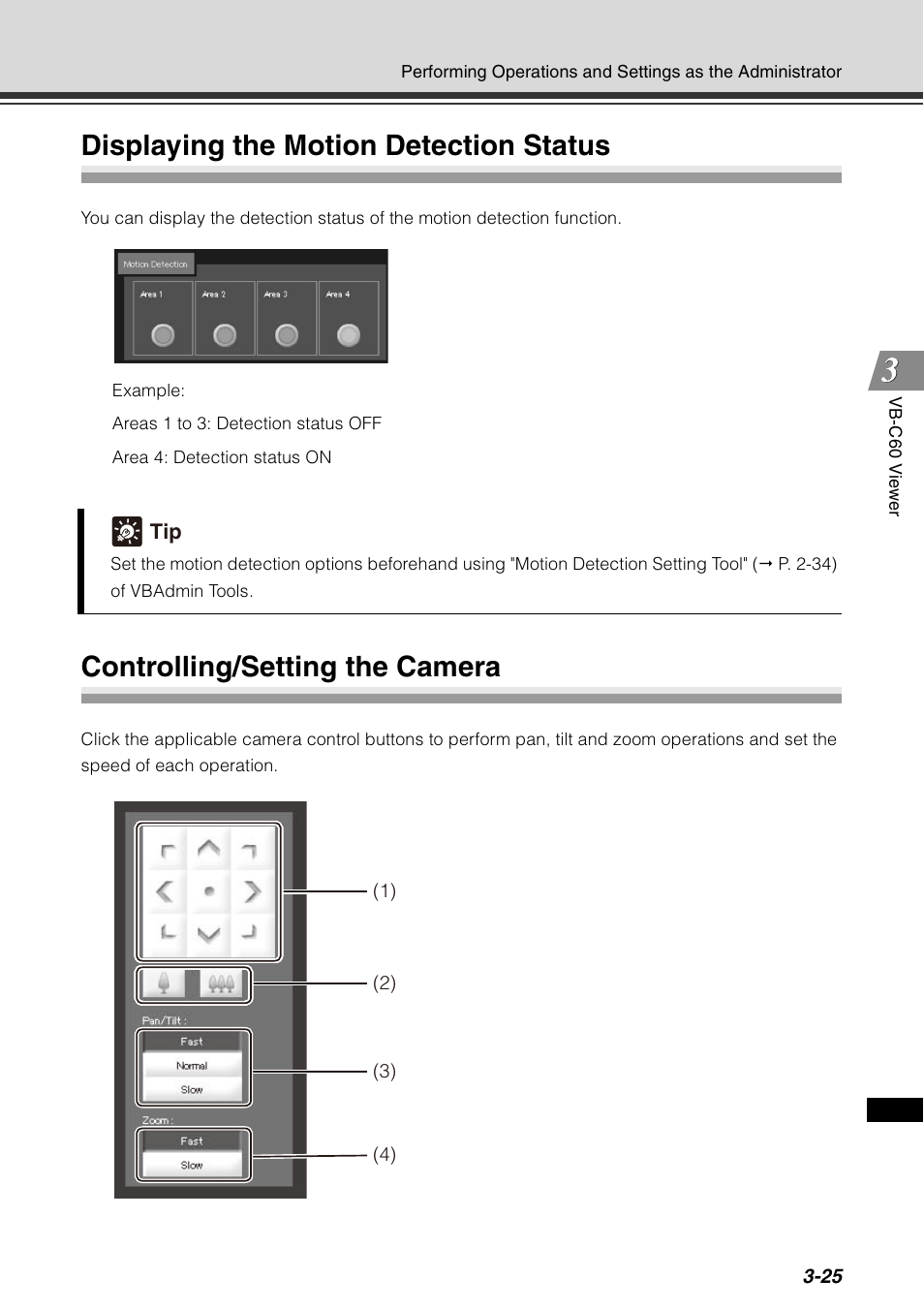 Displaying the motion detection status, Controlling/setting the camera | Canon VB-C60 User Manual | Page 141 / 198