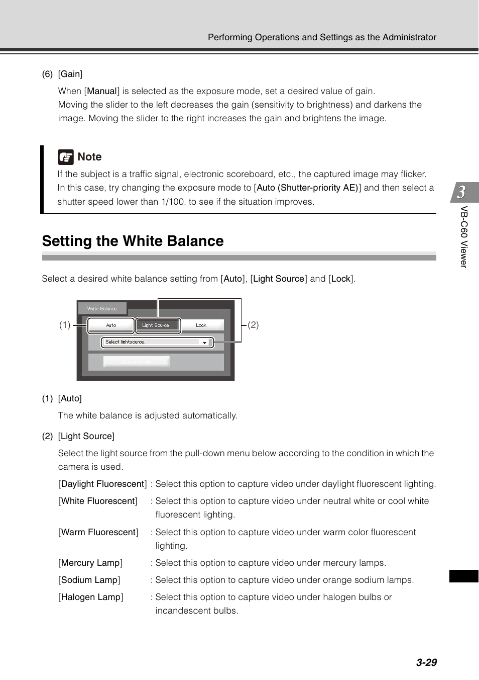 Setting the white balance, Setting the white balance -29 | Canon VB-C60 User Manual | Page 145 / 198