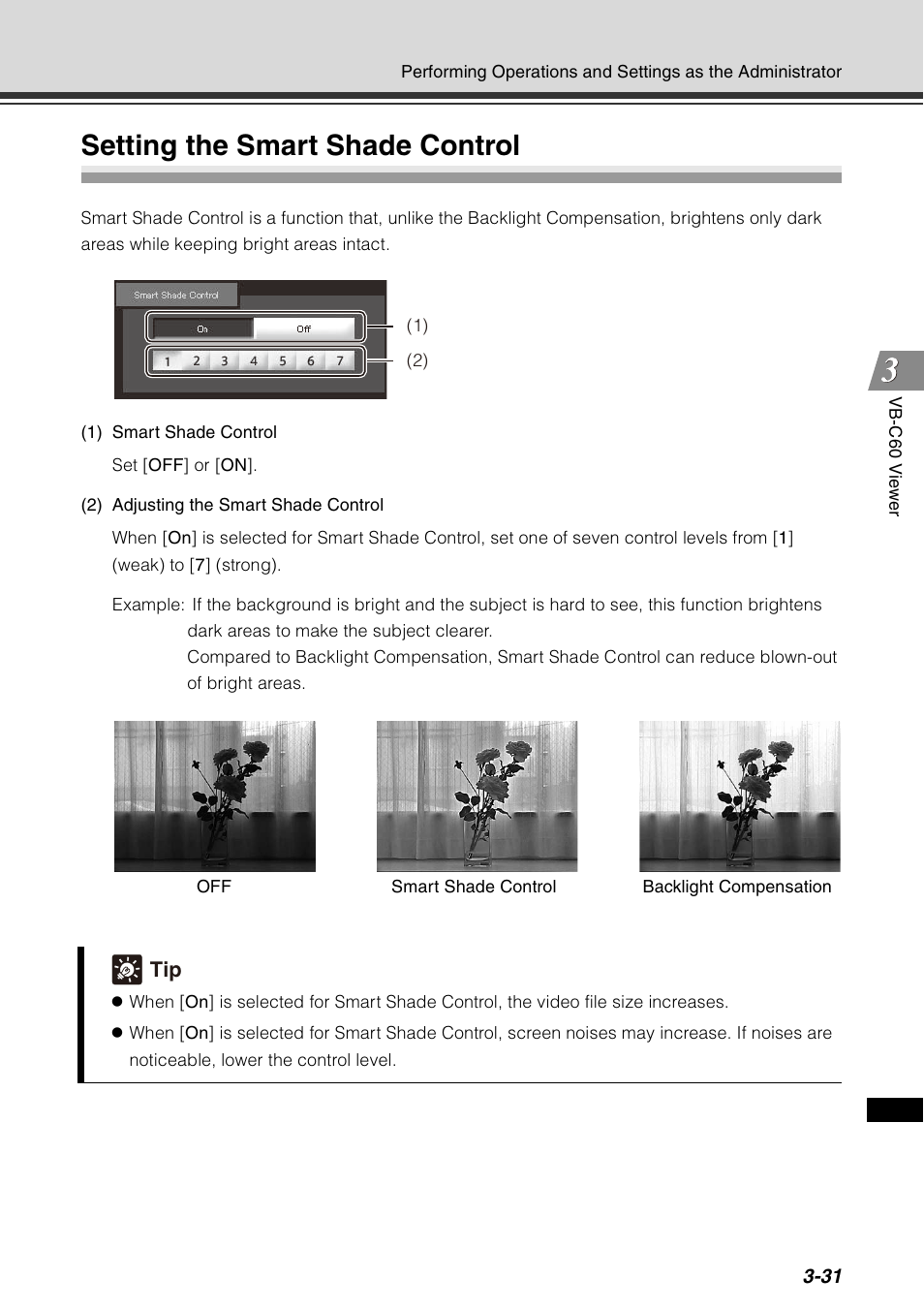 Setting the smart shade control, Setting the smart shade control -31 | Canon VB-C60 User Manual | Page 147 / 198