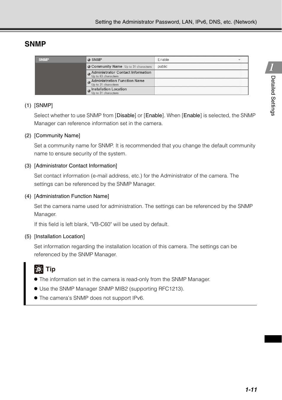 Snmp | Canon VB-C60 User Manual | Page 27 / 198
