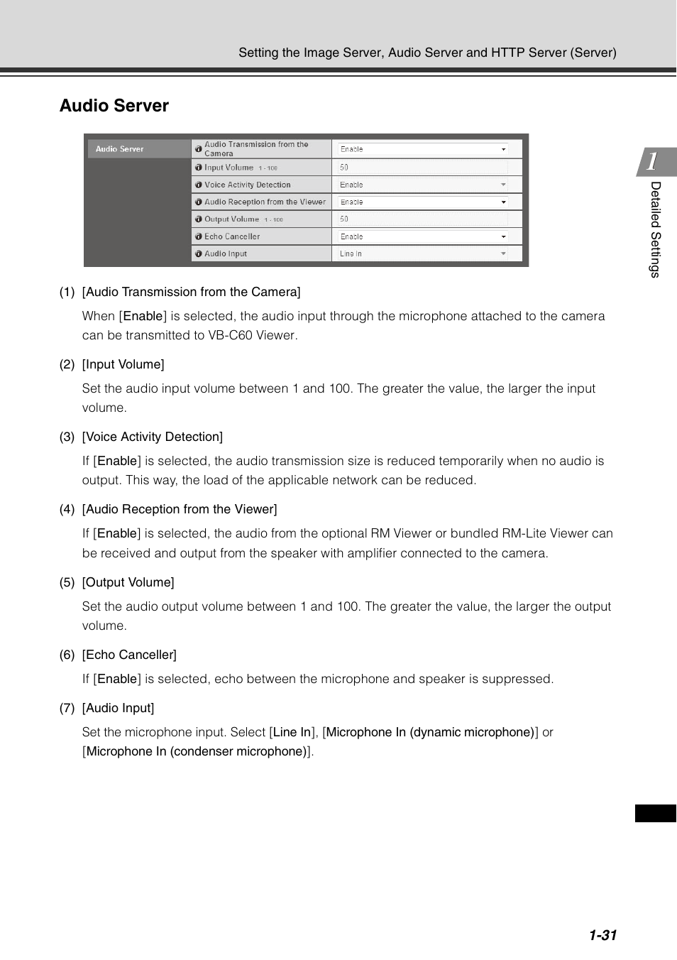 Audio server | Canon VB-C60 User Manual | Page 47 / 198