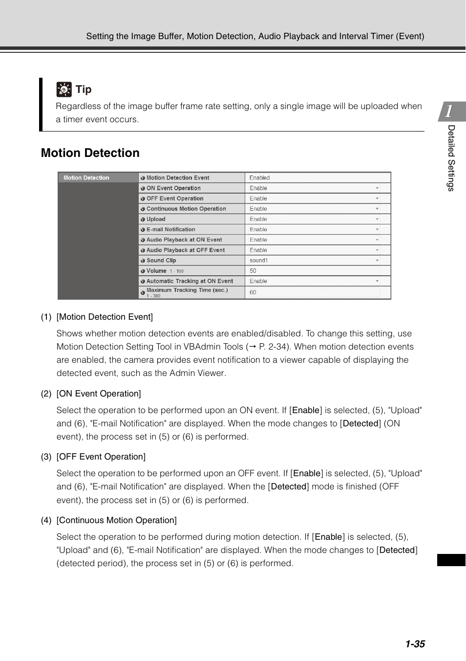 P. 1-35), Motion detection | Canon VB-C60 User Manual | Page 51 / 198