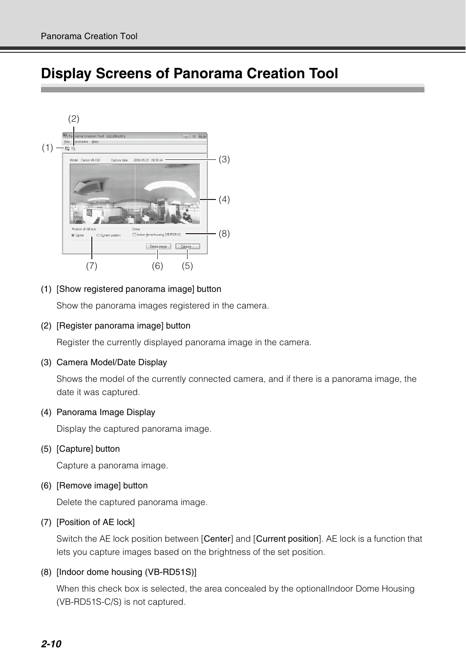 Display screens of panorama creation tool, Display screens of panorama creation tool -10 | Canon VB-C60 User Manual | Page 76 / 198