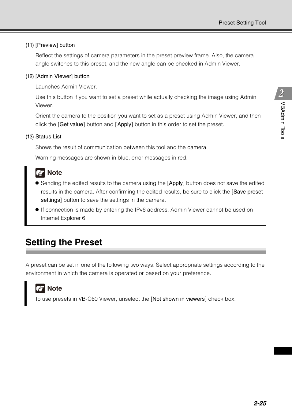 Setting the preset, Setting the preset -25 | Canon VB-C60 User Manual | Page 91 / 198