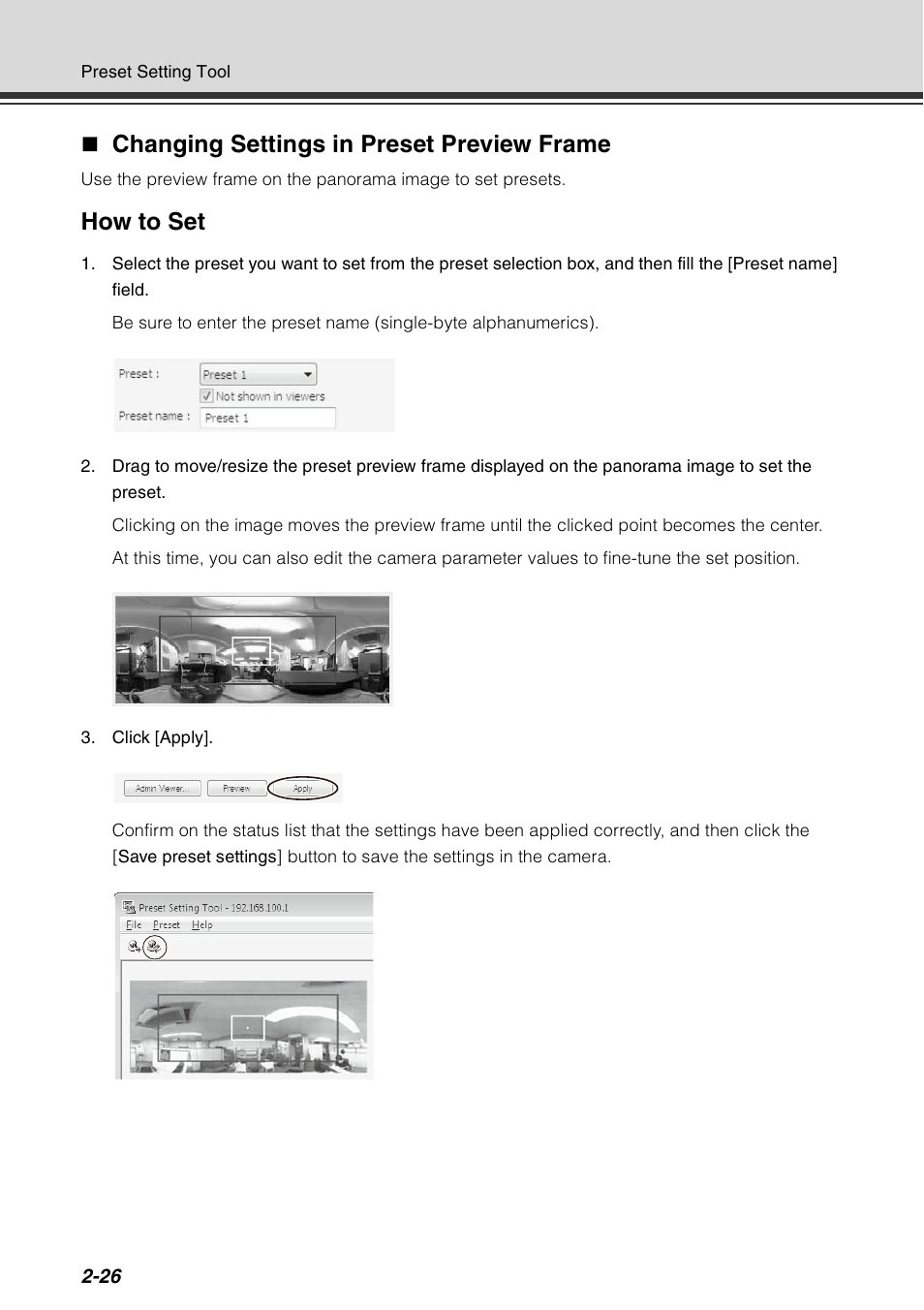 Changing settings in preset preview frame, How to set | Canon VB-C60 User Manual | Page 92 / 198