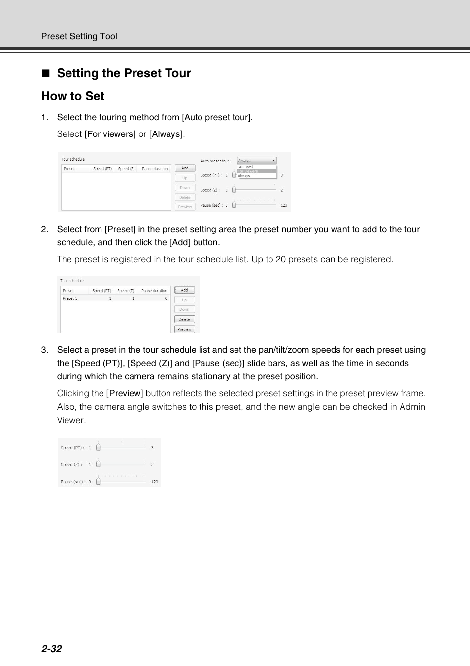 Setting the preset tour how to set | Canon VB-C60 User Manual | Page 98 / 198