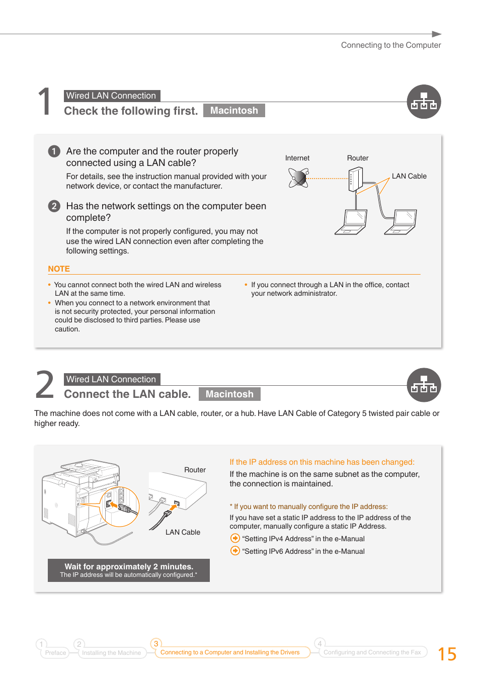Check the following first, Connect the lan cable | Canon Color imageCLASS MF8580Cdw User Manual | Page 15 / 36
