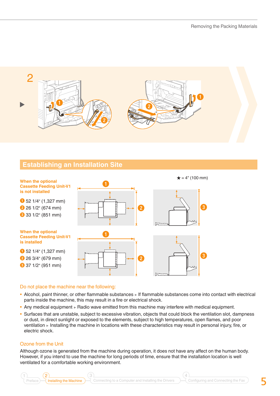 Establishing an installation site | Canon Color imageCLASS MF8580Cdw User Manual | Page 5 / 36