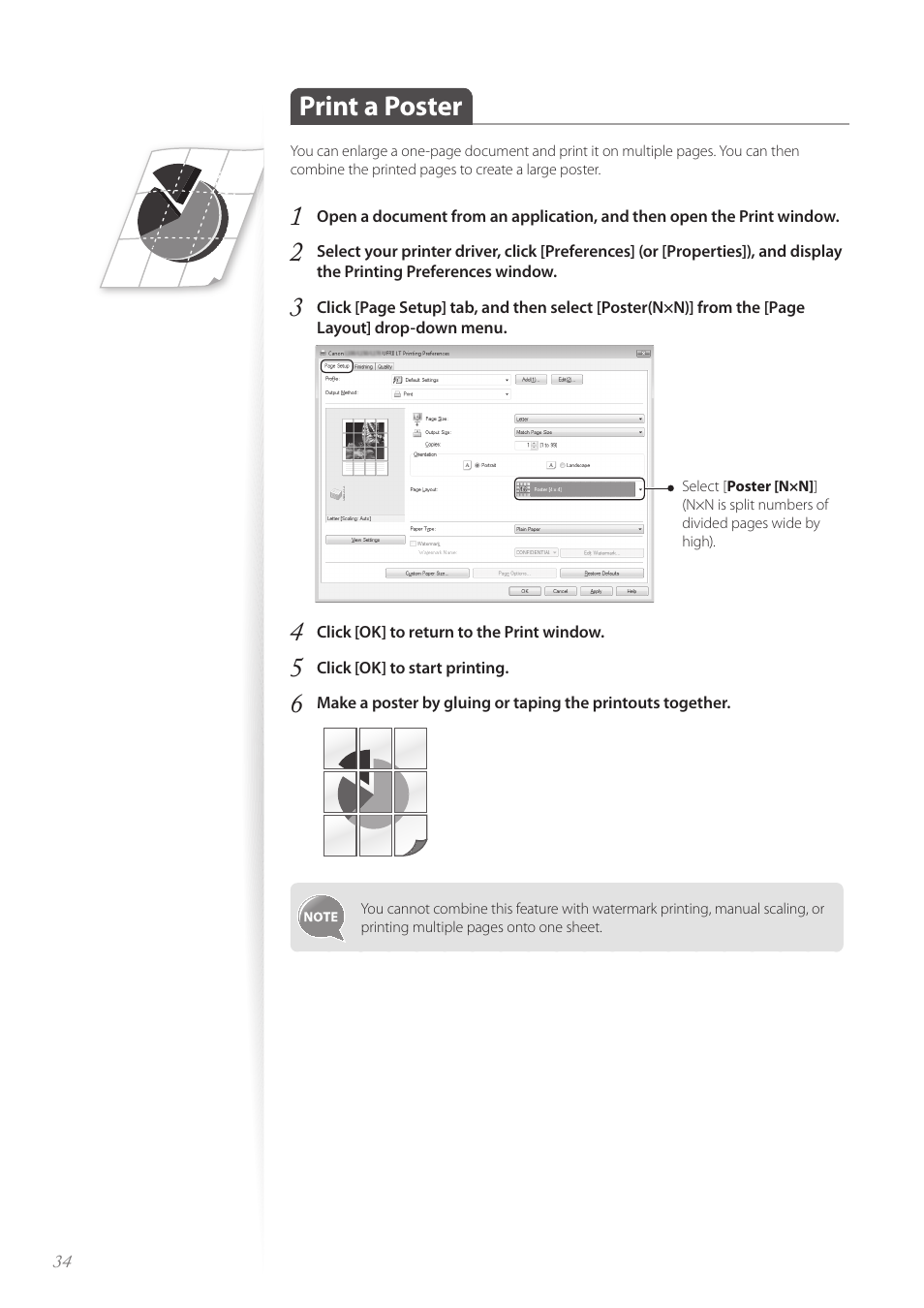 Print a poster, P.34, Print a poster ………………………………………………………… 34 | Canon FAXPHONE L100 User Manual | Page 34 / 96