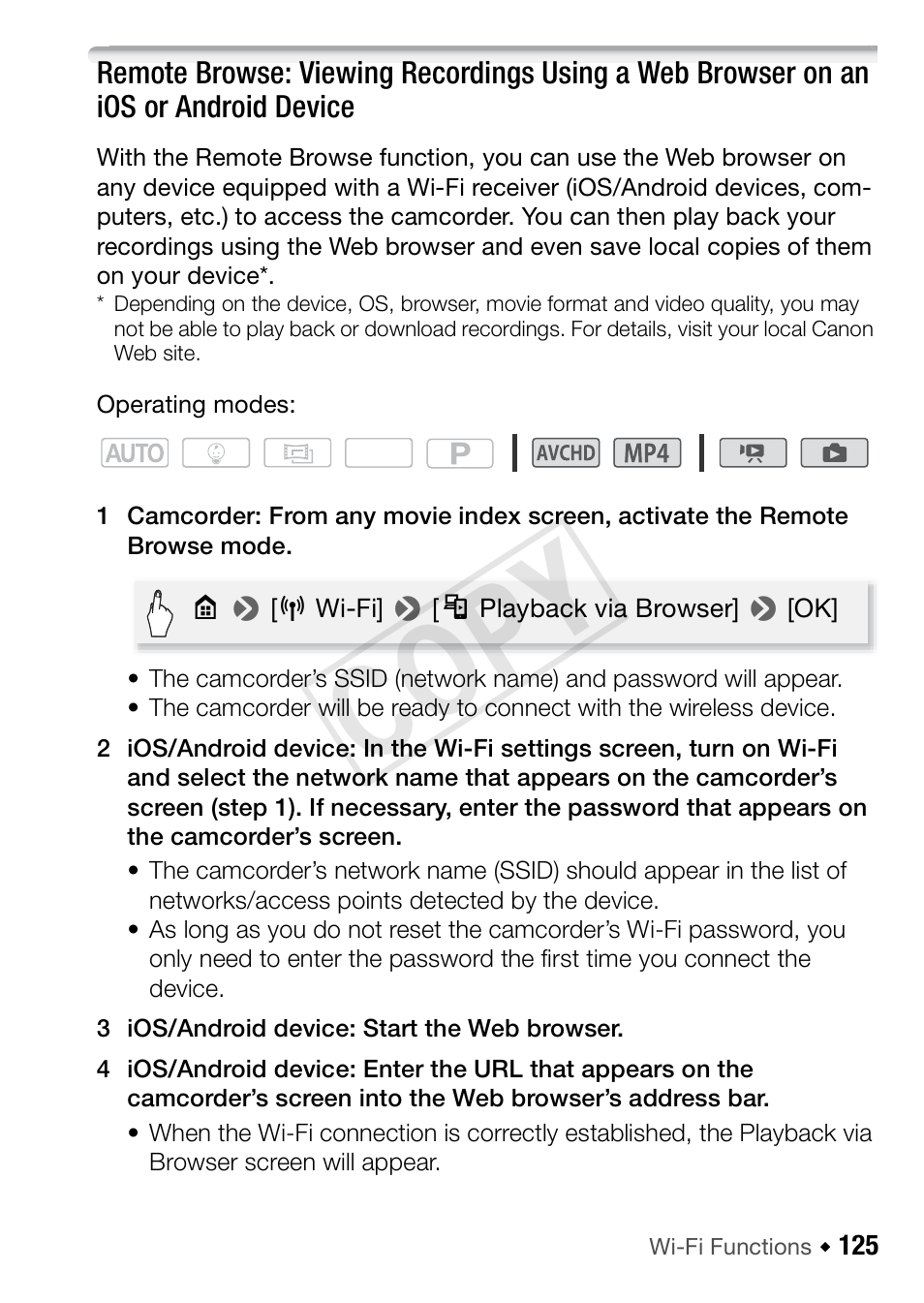 Cop y | Canon VIXIA HF R52 User Manual | Page 125 / 200