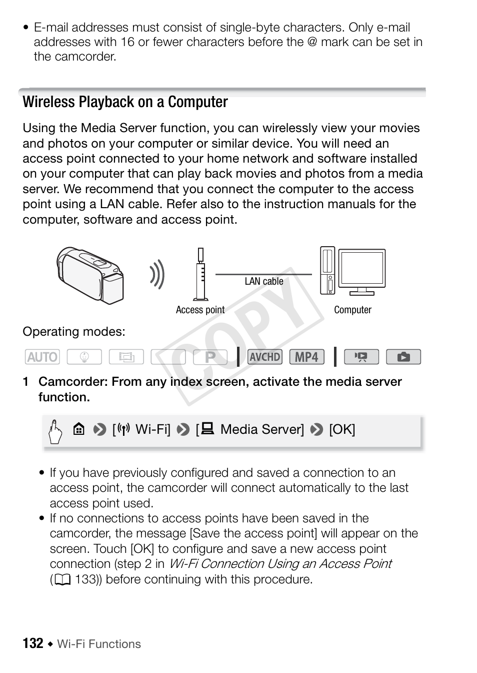 Wireless playback on a computer, Cop y | Canon VIXIA HF R52 User Manual | Page 132 / 200