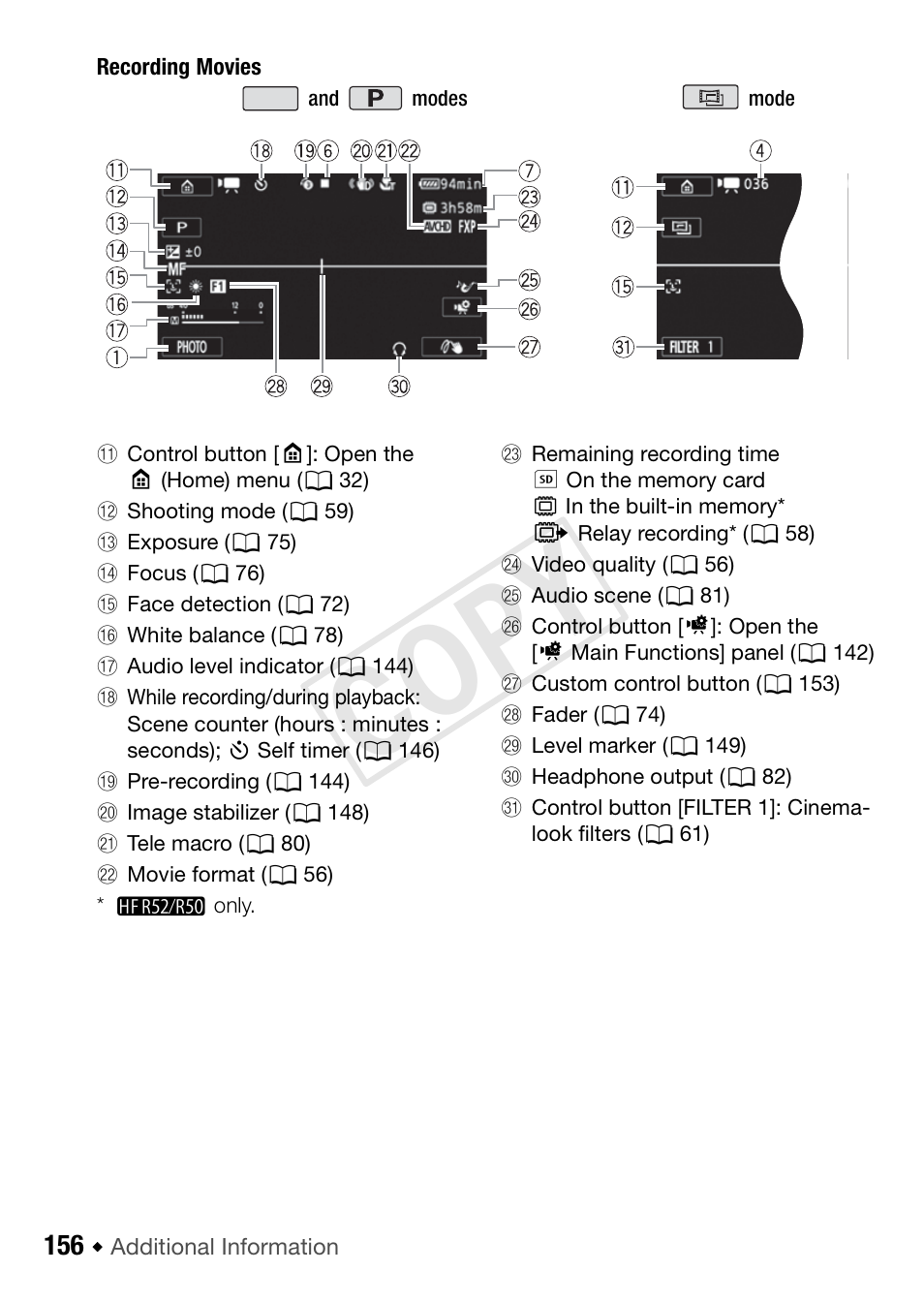 Cop y | Canon VIXIA HF R52 User Manual | Page 156 / 200