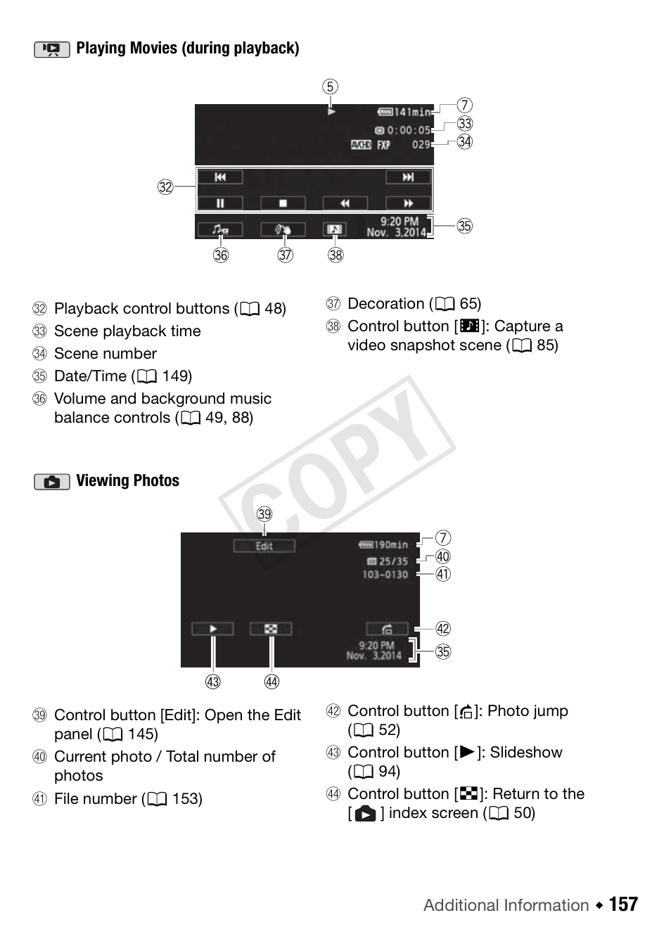 Cop y | Canon VIXIA HF R52 User Manual | Page 157 / 200