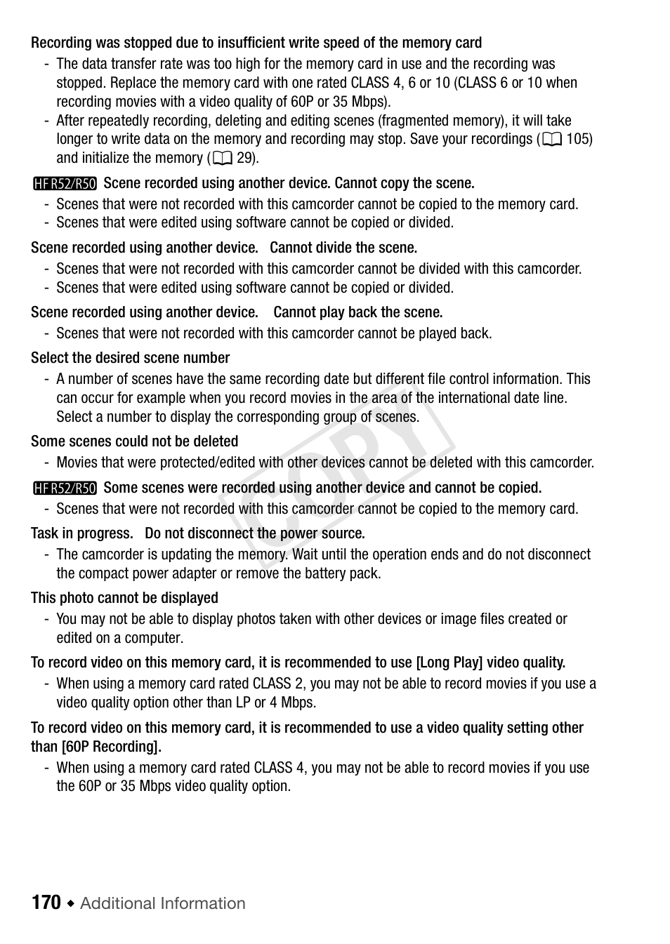 Cop y | Canon VIXIA HF R52 User Manual | Page 170 / 200