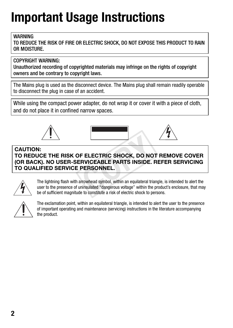 Introduction, Cop y, Important usage instructions | Canon VIXIA HF R52 User Manual | Page 2 / 200