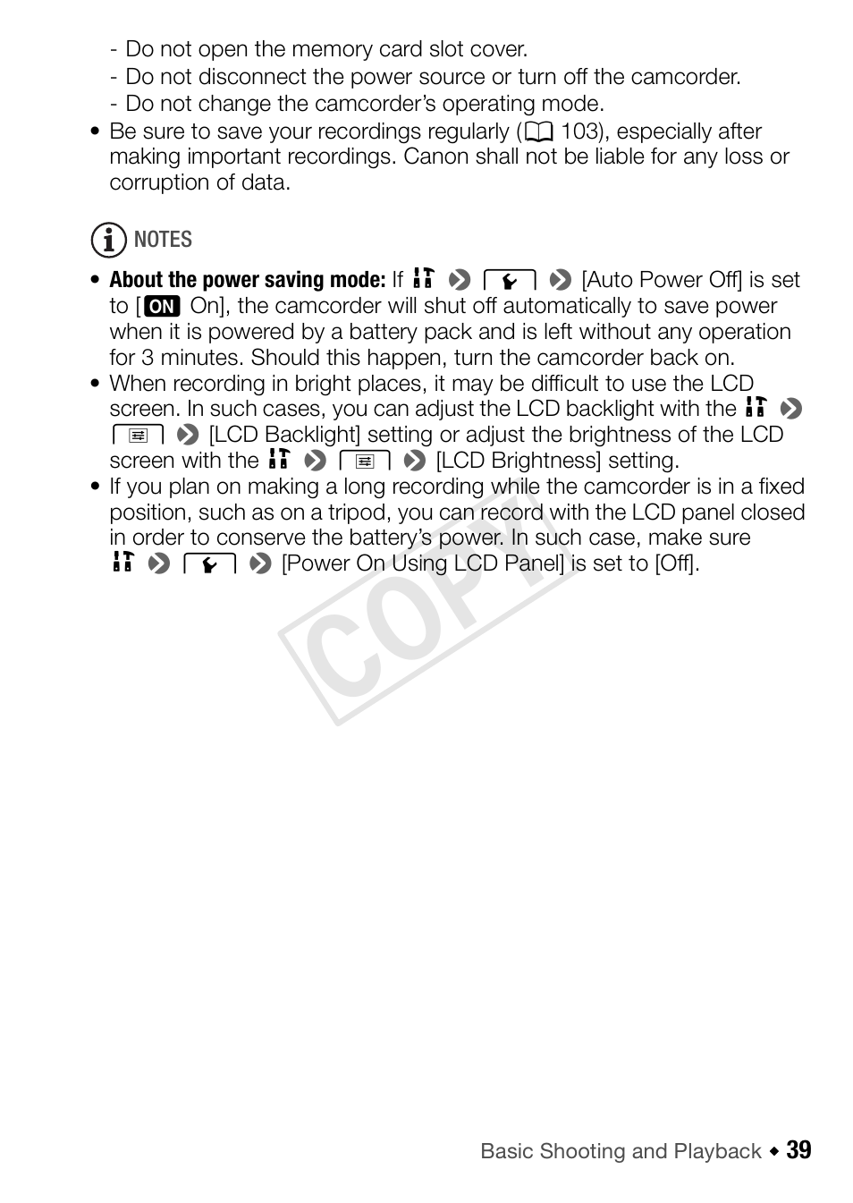 Cop y | Canon VIXIA HF R52 User Manual | Page 39 / 200