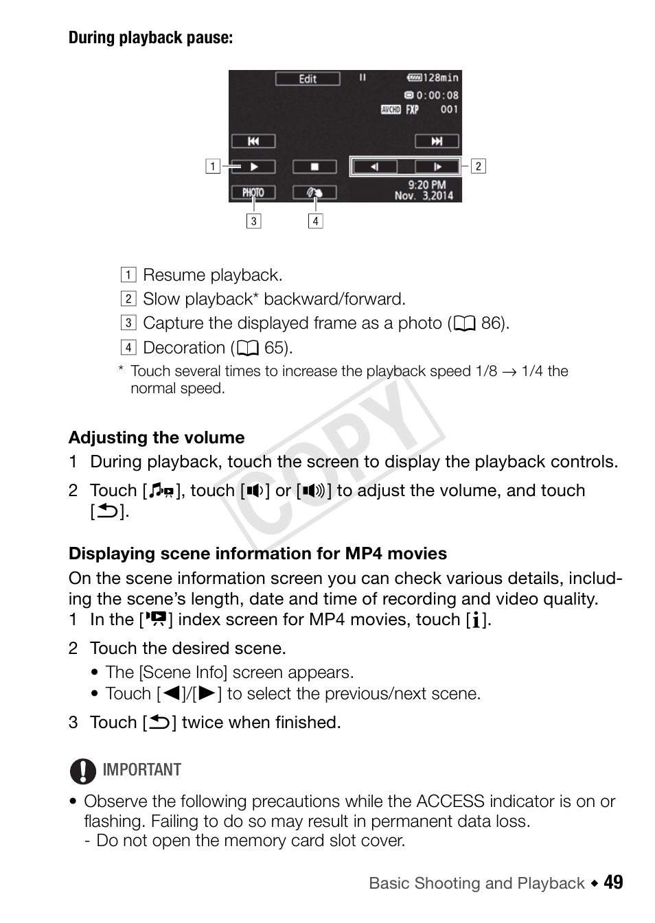 49) a, Cop y | Canon VIXIA HF R52 User Manual | Page 49 / 200