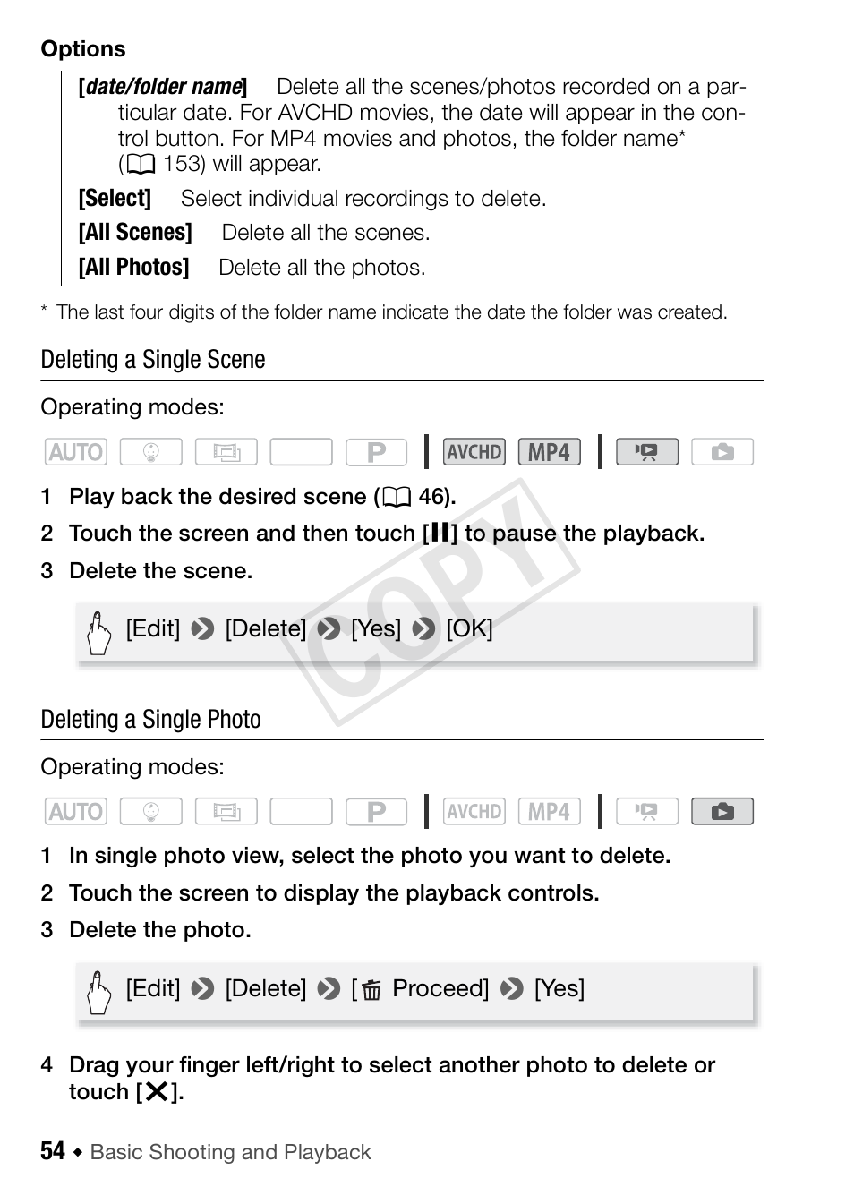 Cop y | Canon VIXIA HF R52 User Manual | Page 54 / 200