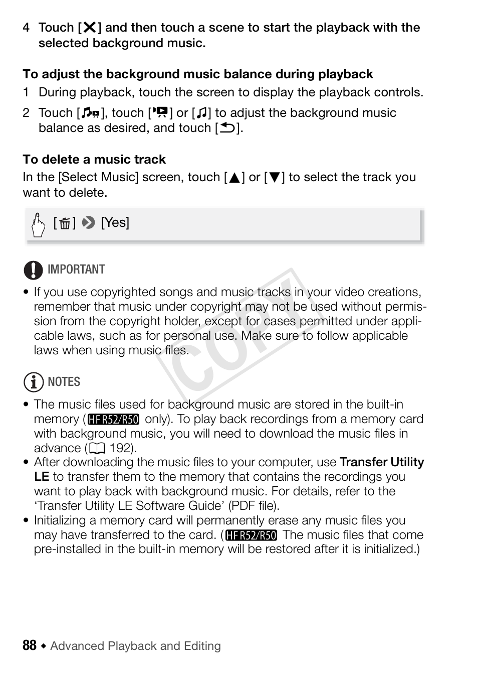 Cop y | Canon VIXIA HF R52 User Manual | Page 88 / 200