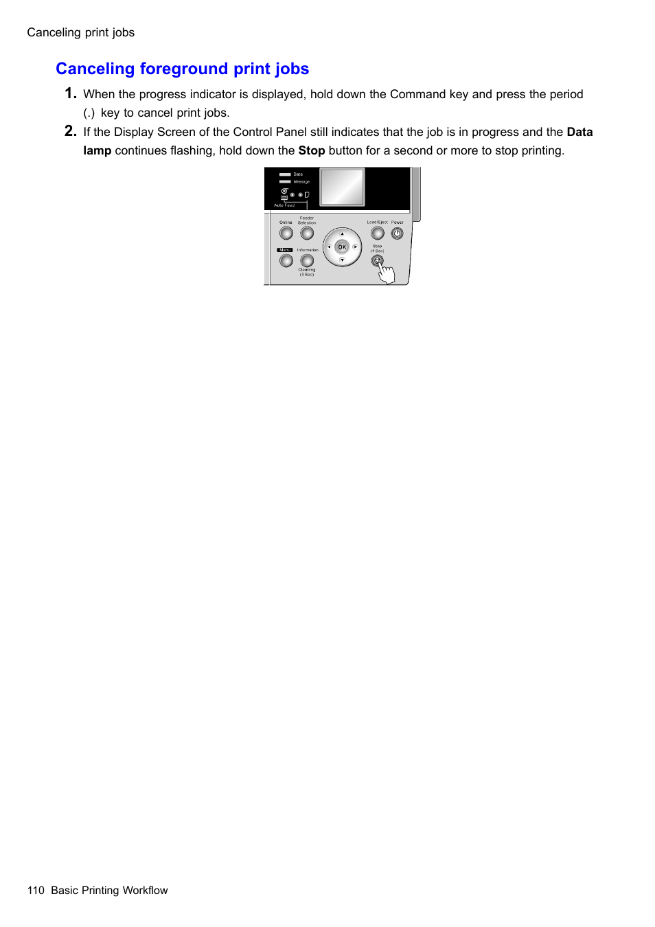 Canceling foreground print jobs | Canon imagePROGRAF iPF610 User Manual | Page 124 / 746