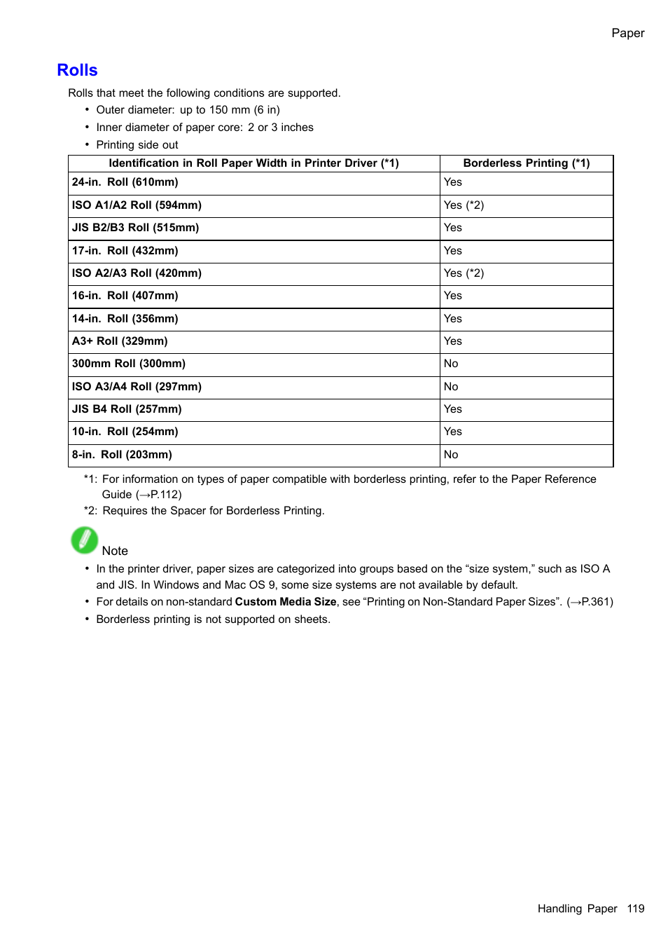 Rolls | Canon imagePROGRAF iPF610 User Manual | Page 133 / 746