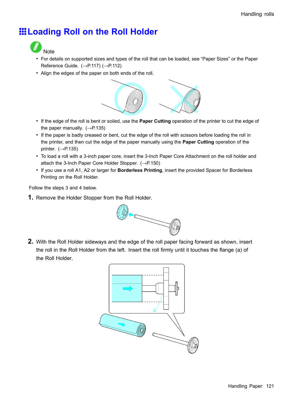 Loading roll on the roll holder | Canon imagePROGRAF iPF610 User Manual | Page 135 / 746