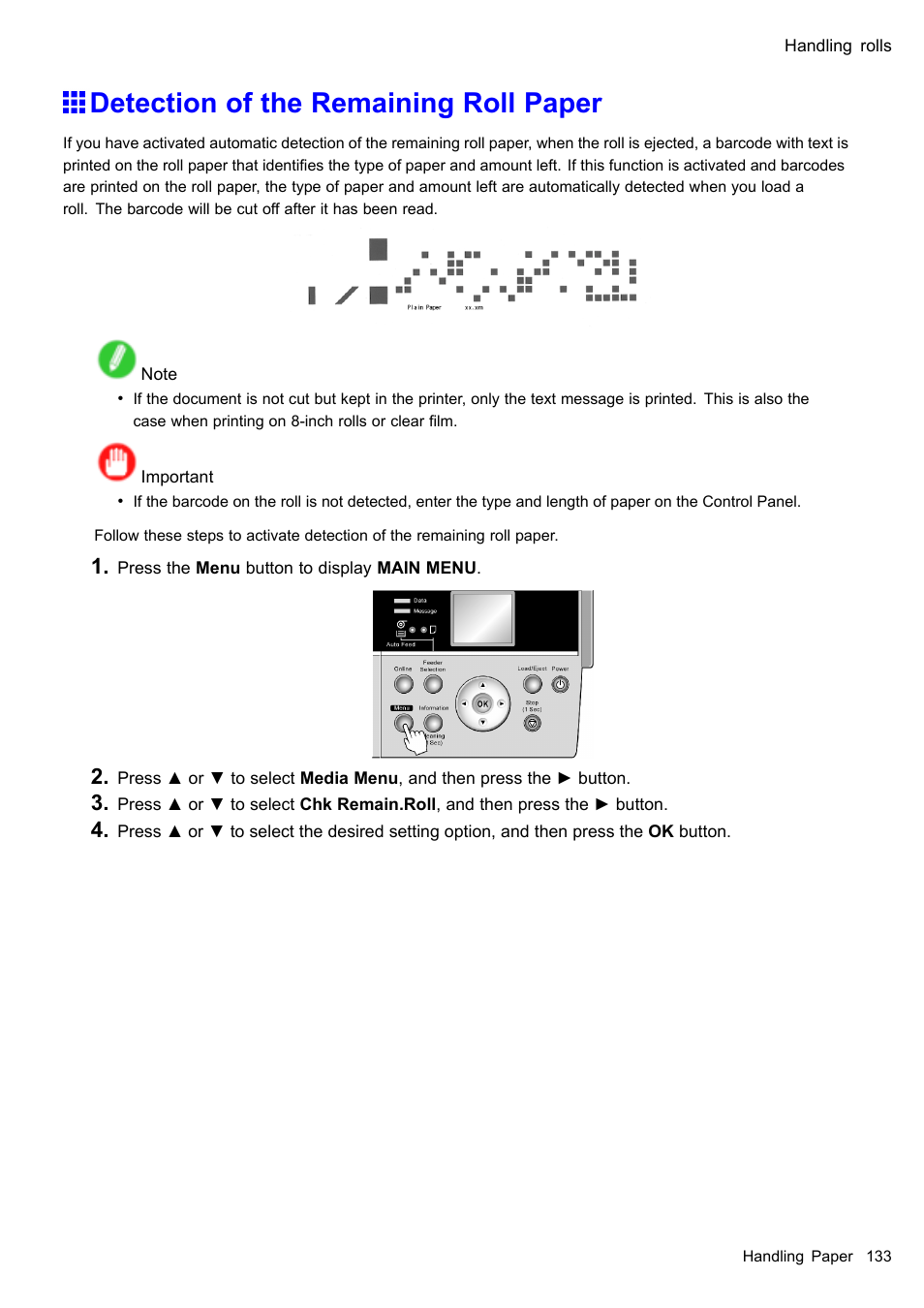 Detection of the remaining roll paper | Canon imagePROGRAF iPF610 User Manual | Page 147 / 746