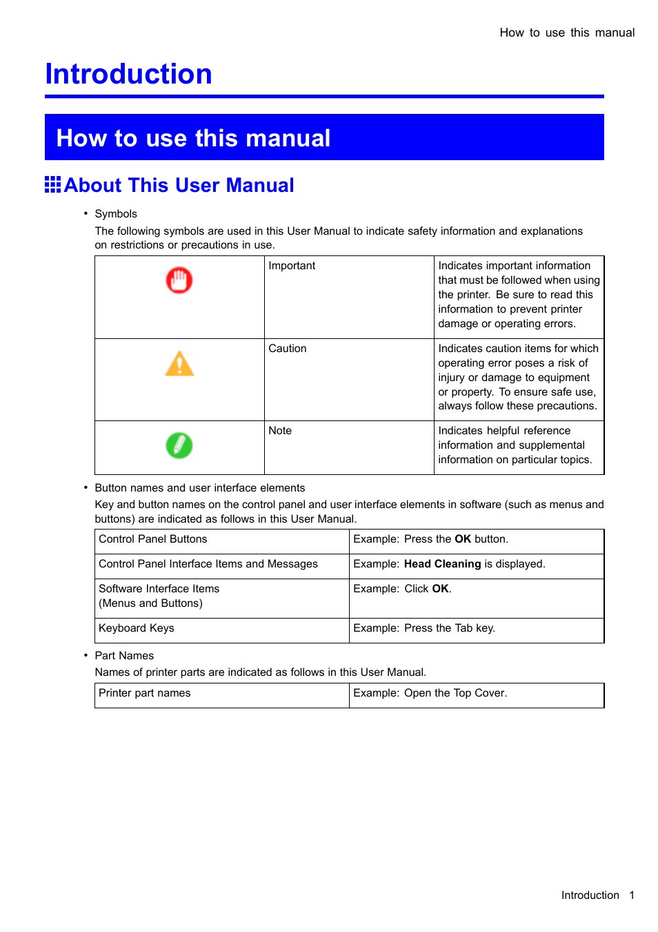 Introduction, How to use this manual, About this user manual | Canon imagePROGRAF iPF610 User Manual | Page 15 / 746