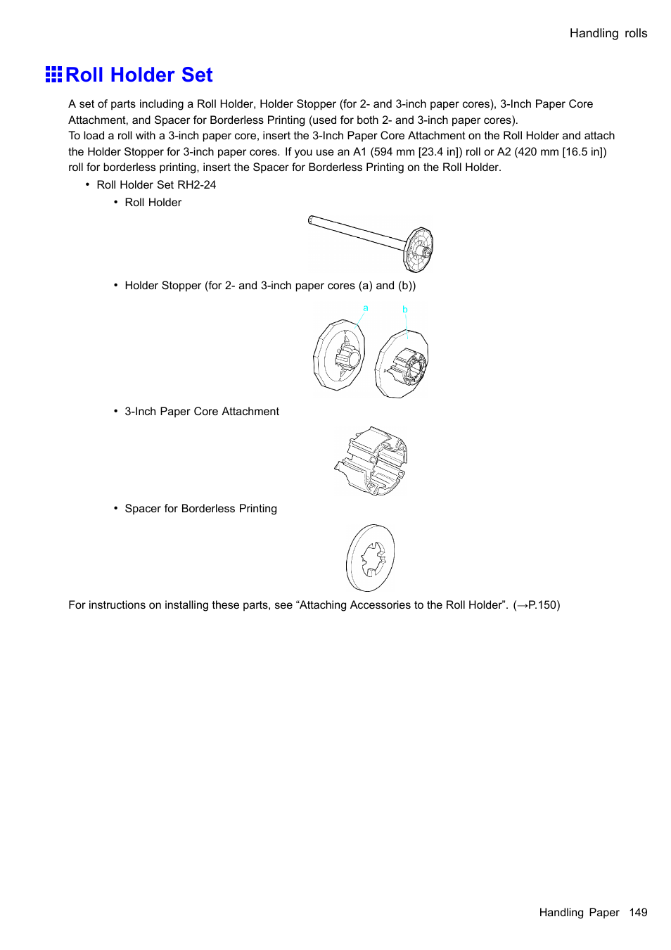 Roll holder set | Canon imagePROGRAF iPF610 User Manual | Page 163 / 746