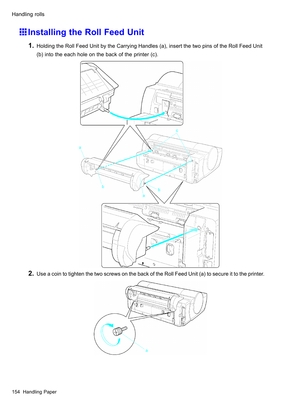 Installing the roll feed unit | Canon imagePROGRAF iPF610 User Manual | Page 168 / 746