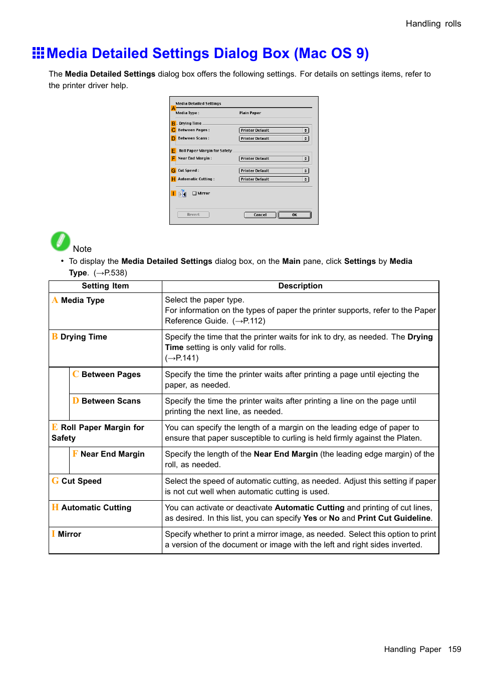 Media detailed settings dialog box (mac os 9) | Canon imagePROGRAF iPF610 User Manual | Page 173 / 746