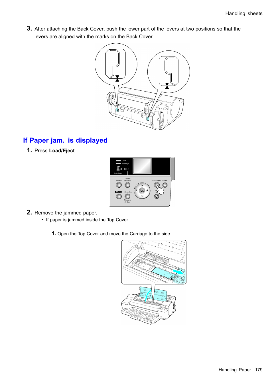 If paper jam. is displayed | Canon imagePROGRAF iPF610 User Manual | Page 193 / 746