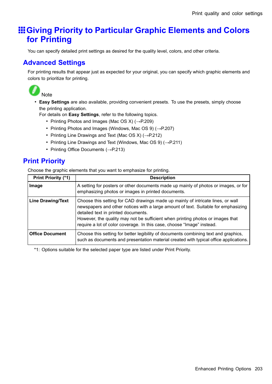 Advanced settings, Print priority | Canon imagePROGRAF iPF610 User Manual | Page 217 / 746