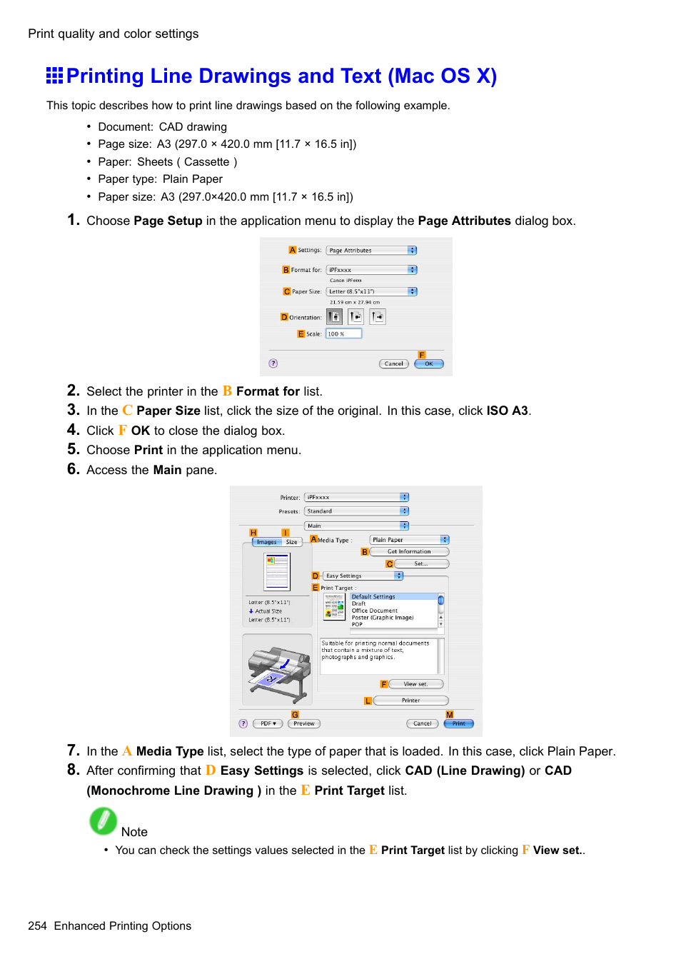 Printing line drawings and text (mac os x) | Canon imagePROGRAF iPF610 User Manual | Page 268 / 746