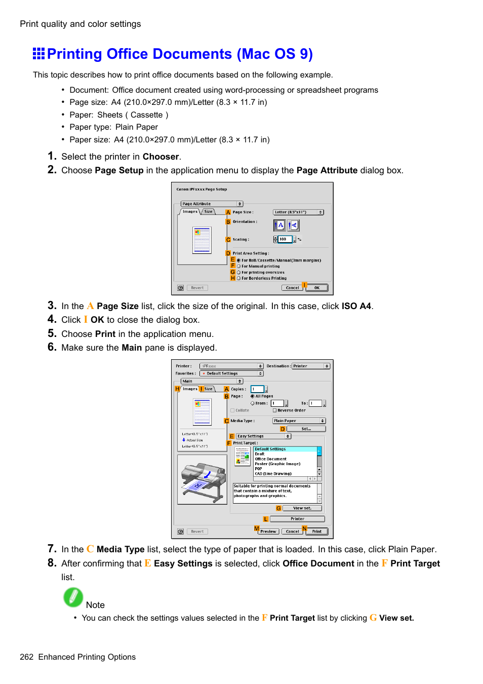 Printing office documents (mac os 9), Printing ofce documents (mac os 9) | Canon imagePROGRAF iPF610 User Manual | Page 276 / 746