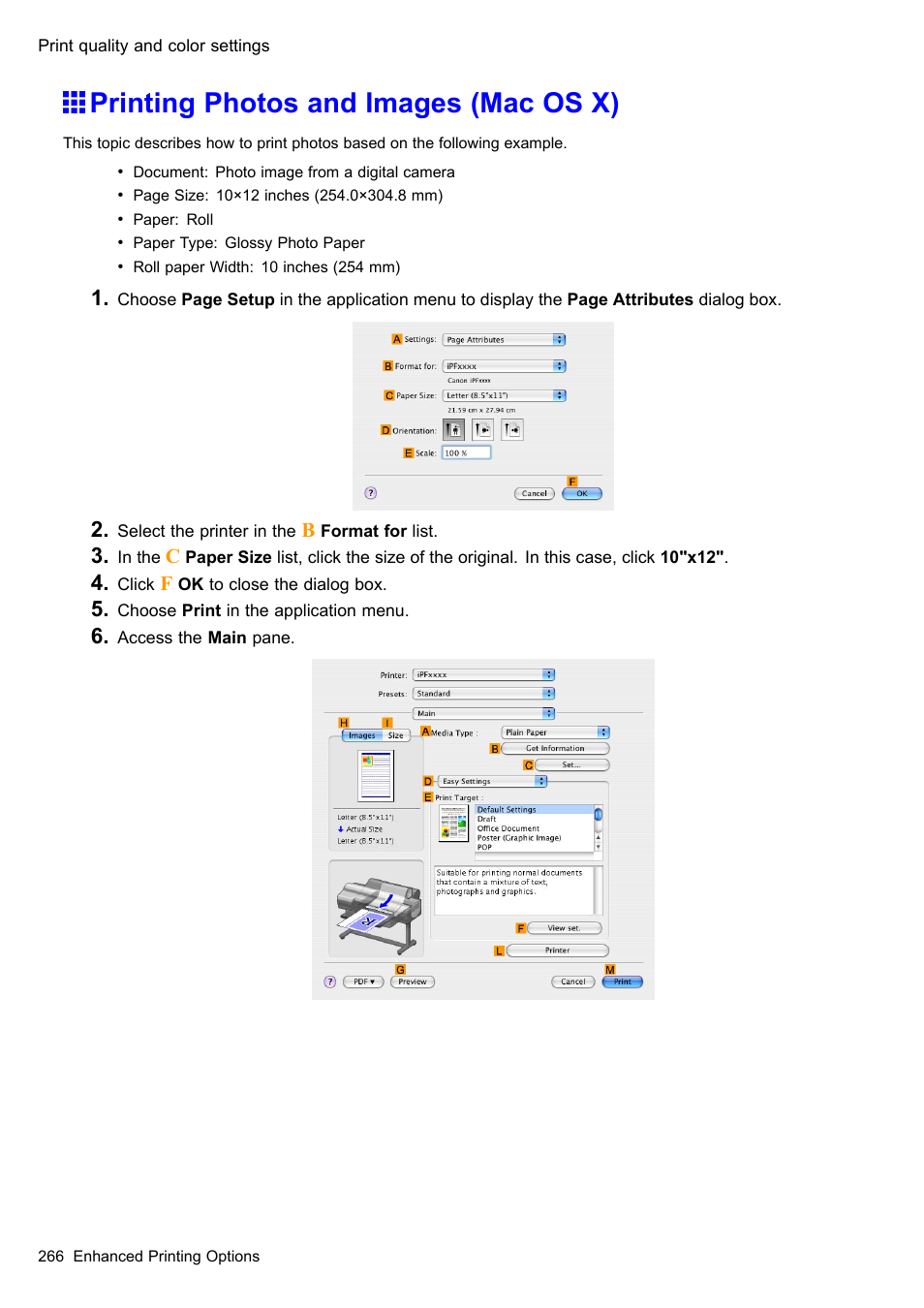Printing photos and images (mac os x) | Canon imagePROGRAF iPF610 User Manual | Page 280 / 746